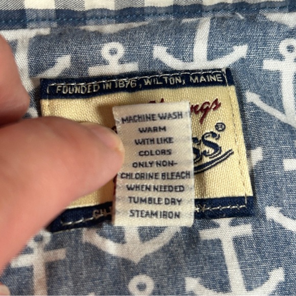 G.H. Bass Nautical Anchor Shirt Men’s Large Blue Cotton Button Up Coastal Casual - Picture 8 of 8